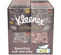Kleenex Ultra Soft Facial Tissues - Pack of 12 Cube Tissue Boxes - Our Softest Tissue - Supremely Soft And Silky Designed With Luxury In Mind