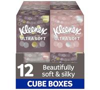 Kleenex Ultra Soft Facial Tissues - Pack of 12 Cube Tissue Boxes - Our Softest Tissue - Supremely Soft And Silky Tissues Designed With Luxury In Mind
