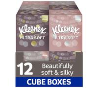 Kleenex Ultra Soft Facial Tissues - Pack of 12 Cube Tissue Boxes - Our Softest Tissue - Supremely Soft and Silky Designed with Luxury in Mind