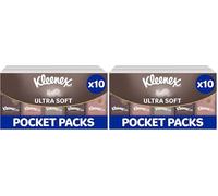 Kleenex Ultra Soft Pocket Pack Tissues - Beautifully Soft and Silky Tissues - 10 Pocket Packs (Pack of 2)