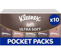 Kleenex® Ultra Soft Travel Pocket Facial Tissues - Multipack 10 Pocket Tissue Packs - Beautifully Soft and Silky Tissues