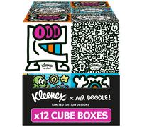 Kleenex x Mr Doodle Limited Edition Design Multipack Facial Tissues - 12 Cube Tissue Boxes, Designed in Collaboration with Mr Doodle, Made to Look Be