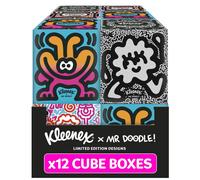 Kleenex x Mr Doodle Limited Edition Design Multipack Facial Tissues - 12 Cube Tissue Boxes, Designed in Collaboration with Mr Doodle