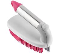 Kleeneze KL078957EU7 2 in 1 Scrubbing Brush - Rubber Bristles, Crevice Cleaning Brush, Removable Thin Brush for Cleaning Tiles, Grout and Hard to Reach Areas, Bathroom/Kitchen Scrubber, Pink/Grey