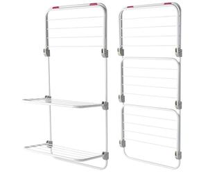 Kleeneze COMBO-8614 Three-Tier Overdoor Clothes Airer, Adjustable Shelves, Set of 2, Space Saving Drying Rack, for Compact Living & Smaller Households, Hard-Wearing Steel, 40 x 20 x 134 cm, Pink/White