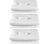 Kleeneze COMBO-8971 Heated Underblanket - Set of 3, Soft Fabric Electric Blanket For Double Beds, Machine Washable, 3 Heat Settings, Detachable Controller, Tie Down, 135 x 120cm Under Bed Cover, 35W