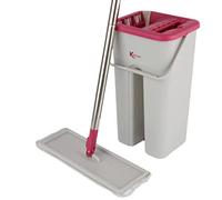 Kleeneze General Cleaning Flat Head Mop And Bucket Set, Microfibre