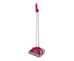 Kleeneze KL062413EU Dustpan & Brush Broom Set - Long Handle, Self-Standing, Clips Together For Compact Storage, Rubber Edge Collects Dirt, Dust & Pet Hair, Use Indoor & Outdoor, Lightweight, Easy Grip