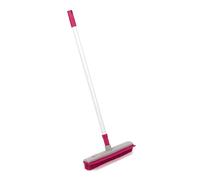 Kleeneze KL065315EU Rubber Cleaning Broom - Electrostatic Rubber Bristles Brush with Squeegee Edge, 1.2 Metre Telescopic Handle, Non-Scratch Sweeping Brush for Pet Hair, Dirt and Spillages, Pink/Grey