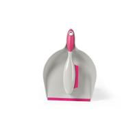 Kleeneze KL069337EU7 Dustpan and Brush Set - Non-Scratch Rubber Bristles Ideal for Pet Hair/Fur, Handheld Squeegee Edge for Spills/Liquids, Easy Rinse Clean, Indoor Hard Floor Sweeping, Pink