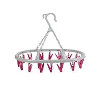 Kleeneze KL070499FS Sock Airer - Hang On The Line Clothes Drying Rack, 20 Peg Clips, Oval Hanger For Small Items, Underwear & Socks, Use Indoor & Outdoor, Space Saving Design, Lightweight