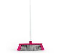 Kleeneze KL076113EU7 2 in 1 Sweeping Brush - Foam Brush with 130 cm Handle, Soft Bristles and Foam Barrier for Dust and Pet Hair, Hard Floor Cleaner, Rubber Edge for Non-Scratch Cleaning, Pink/Grey