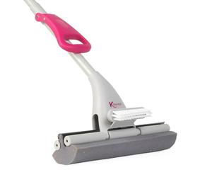 Kleeneze KL087751EU7 Deep Clean 3 in 1 Sponge and Scrub Mop for Kitchen Bathroom, Removable Brush, Polish and Shine, Microfibre Cover, Handheld, Scrubber, Easy Wring, Precise Triple Action Clean, Pink