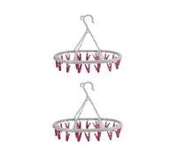 Kleeneze Sock Airer Set - Pack of 2, Hang On The Line Clothes Drying Rack, 40 Peg Clips, Oval Hanger for Small Items, Underwear & Socks, Use Indoor & Outdoor, Space Saving Design, Lightweight