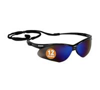 KLEENGUARD V30 Nemesis Safety Glasses (14481), Blue Mirror Lenses with Black Frame, Pack of 12 pairs