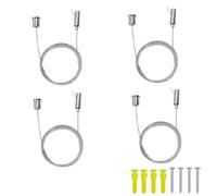KLEHOPE Hanging Lights, 4 Pieces Suspension Kit, Hanging Cord Cable Suspension Kit, Rope Suspensiones Lamp 1.5mm × 2m, for Led Panel Ceiling Light Mounting