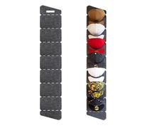 KLEHOPE Wall-Mounted Hat Rack, Felt Cap Holder with 7 Compartments, Over The Door Hanging Storage, Single Row Foldable Design for Baseball Caps - For Men & Women (Grey)