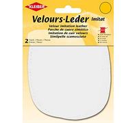 Kleiber 12.5 x 10 cm Imitation Suede Leather Sew on Knee/Elbow Patches Oval, White