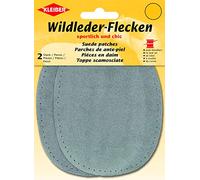 Kleiber 12 x 10 cm Oval Suede Leather Patches, 1 Pair, Grey