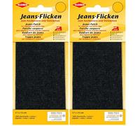 Kleiber 17 x 15 cm Denim Jeans Repair Patch, Black (Pack of 2)