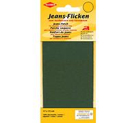 Kleiber 17cm x 15cm Iron On Denim Jeans Repair Patch-Cut to Size Required-Olive Green