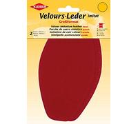 Kleiber 18 x 10 cm Large Imitation Suede Leather Patches, 1 Pair, Red