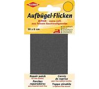 Kleiber Extra Soft Fine Cotton Iron On Repair Tape, 30cm x 6 cm, Dark Grey