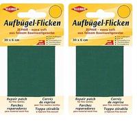 Kleiber 30 x 6 cm Extra Soft Fine Cotton Iron-On Repair Tape, Green (Pack of 2)