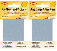 Kleiber 30 x 6 cm Extra Soft Fine Cotton Iron-On Repair Tape, Light Grey (Pack of 2)