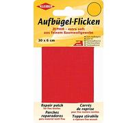 Kleiber 30 x 6 cm Extra Soft Fine Cotton Iron-On Repair Tape, Red
