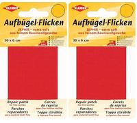 Kleiber 30 x 6 cm Extra Soft Fine Cotton Iron-On Repair Tape, Red (Pack of 2)
