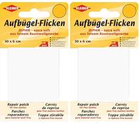 Kleiber 30 x 6 cm Extra Soft Fine Cotton Iron-On Repair Tape, White (Pack of 2)