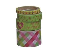 Kleiber 5/10/ 15/25 mm Green Coloured Happy Birthday Adhesive Sticky Tape for Wrapping/Decoration, Pack of 4 Rolls