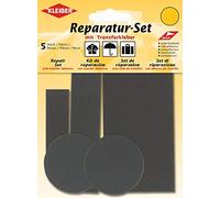 Kleiber 5-Piece Self Adhesive Nylon Clothing Repair Patch Set, Grey