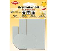 Kleiber 5-Piece Self Adhesive Nylon Clothing Repair Patch Set, Light Grey