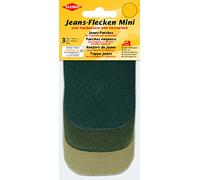 Kleiber 9 x 7 cm Mini Iron-On Jeans Repair Patches, Set of 6, Green/Olive/Beige, 100% Cotton, 9x7x0.3 cm