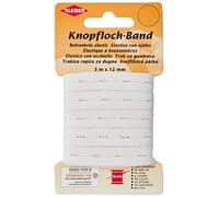 Kleiber Buttonhole elastic 3m x 12mm White, Polyester blend, 14 x 8 x 1 cm