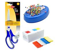 Kleiber Dressmaker's Starter Kit - 250mm Fabric Scissors, Magnetic Pin Cushion & Tailor's Chalk Set - Sewing Kit for Beginners & Dressmaking Essentials - Blue, 3-Piece Gift Set