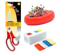 Kleiber Dressmaker's Starter Kit - 250mm Fabric Scissors, Magnetic Pin Cushion & Tailor's Chalk Set - Sewing Kit for Beginners & Dressmaking Essentials - Red, 3-Piece Gift Set