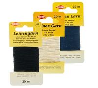 Kleiber Essential Linen Thread Set (3-Pack) - Black, White & Navy - Heavy Duty Button & Repair Thread.