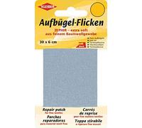 Kleiber Extra Soft Fine Cotton Iron-On Repair Tape, Light Grey - 30 x 6 cm Mending Patch