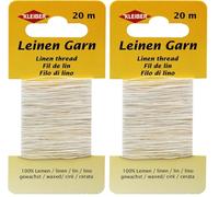 Kleiber Extra Strong Linen Thread, White - Heavy Duty Sewing Thread for Buttons, Leather, and Upholstery, 11.8x6.2x0.4 cm (Pack of 2)