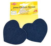 Kleiber Iron On Denim Jean Heart Shaped-Dark Blue-2 Patches