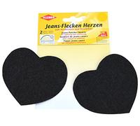 Kleiber Iron On Denim Jean Heart Shaped-Black-2 Patches,ca. 8,5 cm x 10,5 cm