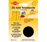 Kleiber Iron On Trouser Pocket Repair, Black, Polyester Linen Cotton, standard size