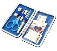 Kleiber Pocket Sized Hard Case Travel Sewing Kit including Scissors/Thread/Spare Buttons/Unpicker/Tape Measure and Fasteners, Blue/White,12 cm x 7 cm x 1,5 cm