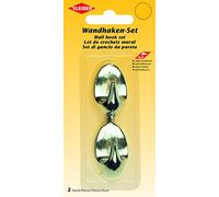 Kleiber Self Adhesive Wall Hook Set x2 Silver, 14 x 7 x 2 cm