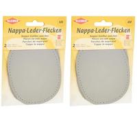 Kleiber Sew-on Nappa Leather Elbow and Knee Patches 12.5 cm x 10 cm, Grey, 2 per Pack (Pack of 2)