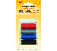 Kleiber Sewing thread spools 120m, assorted colours, 5 pieces, Polyester, 18 x 9 x 2 cm