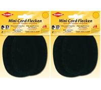 Kleiber Small Iron on/Sew on Oval Cord Arm/Knee Patches, Black (Pack of 2)